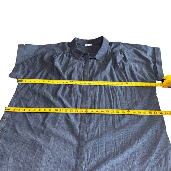 Pure Jill Shirt Dress Button Up Blue 4XL Lagenlook Coastal Preppy Beach Relaxed - Picture 8 of 11